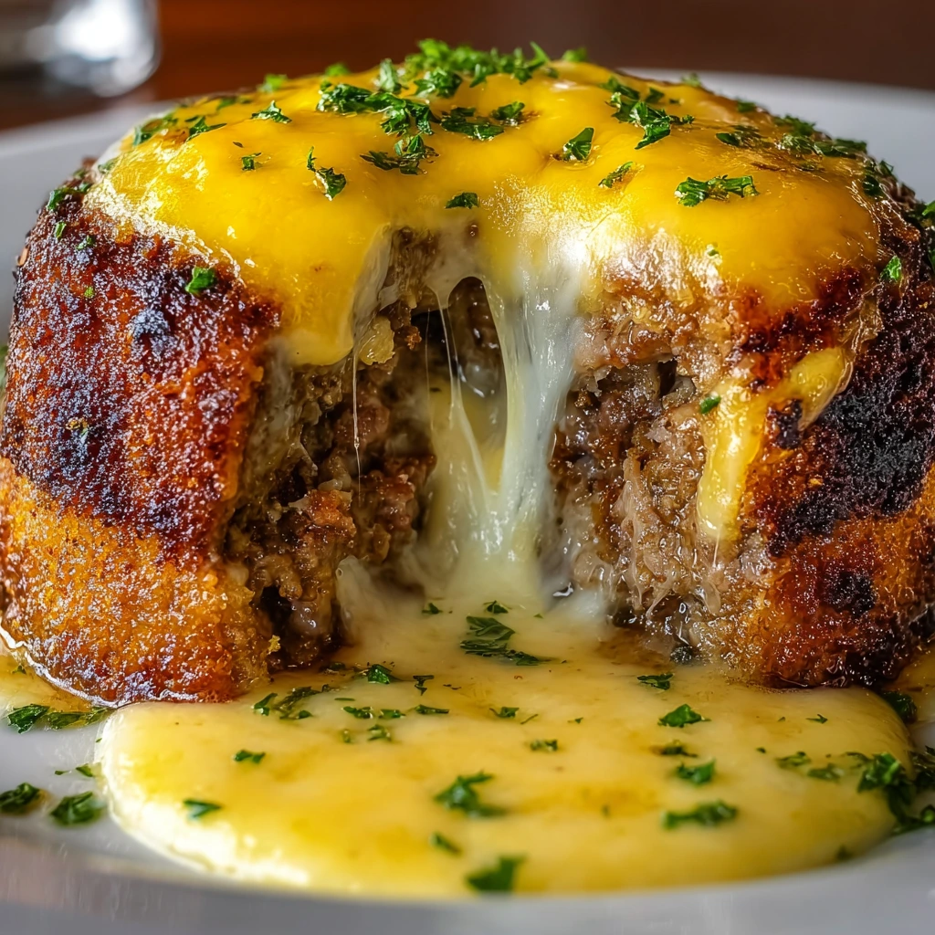 Cheeseburger Lava Cakes mit Geschmolzener Käsefüllung