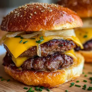 Burger mit karamellisierten Zwiebeln