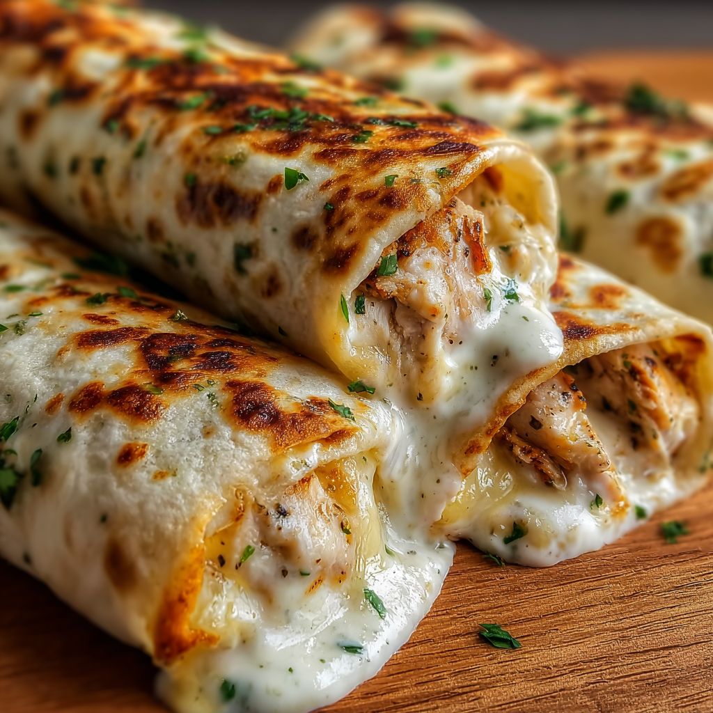 Hähnchen-Wraps mit Käse und Knoblauch