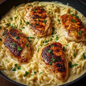 Cremiges Hühnchen und Orzo