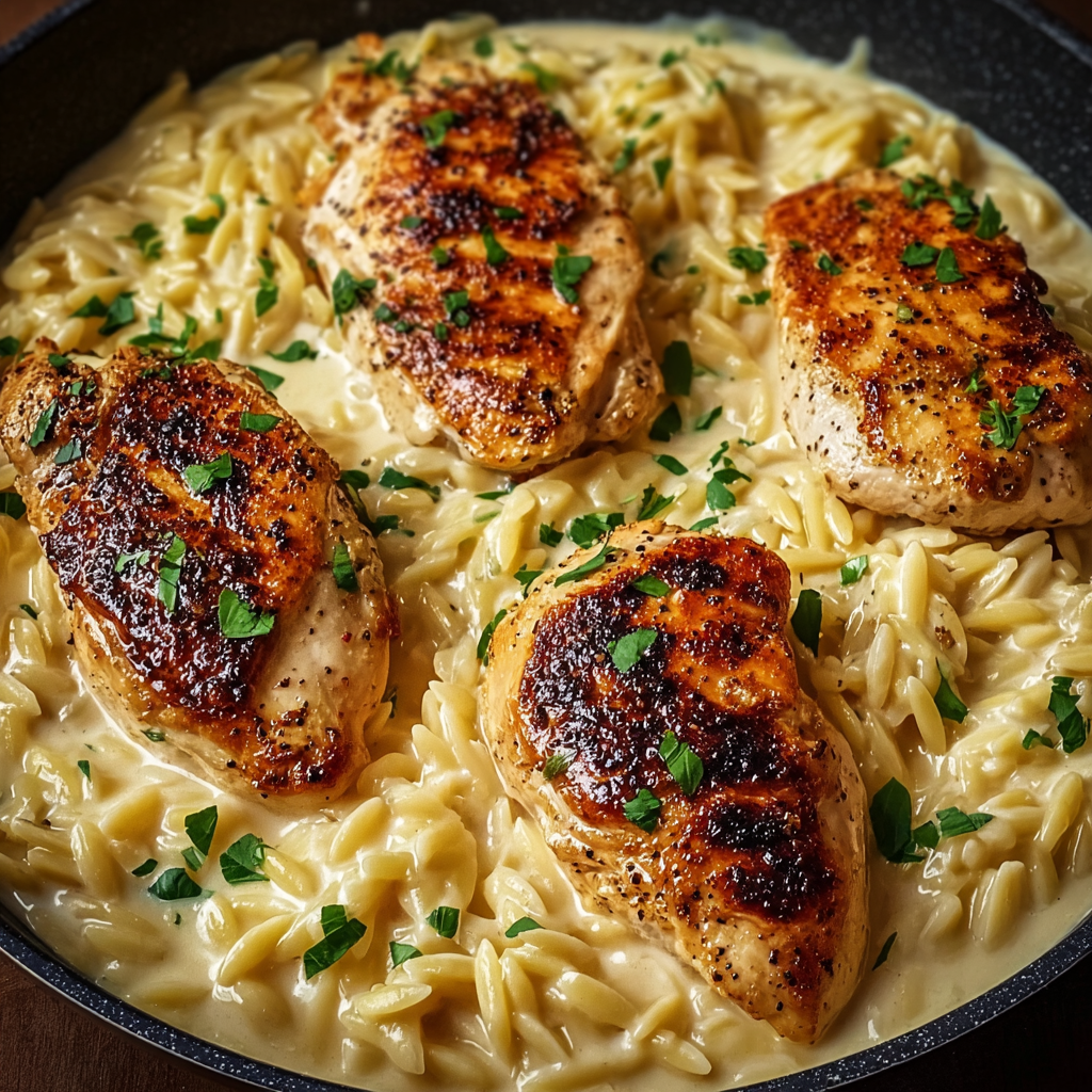 Cremiges Hühnchen und Orzo