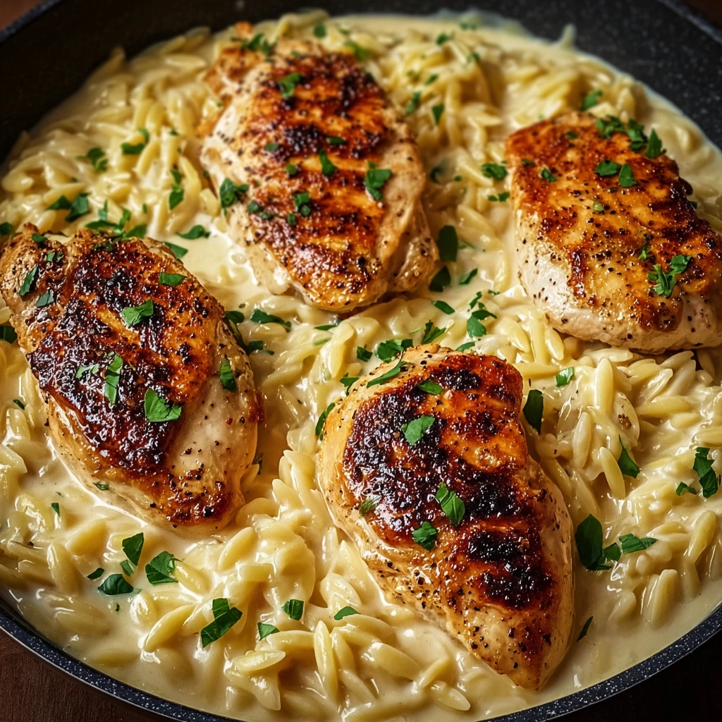 Cremiges Hühnchen und Orzo