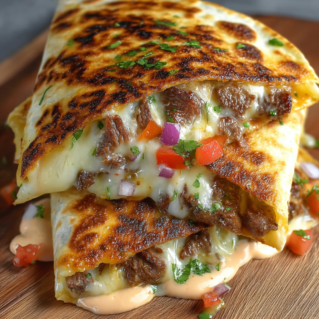 Käseüberbackene Steak-Quesadillas