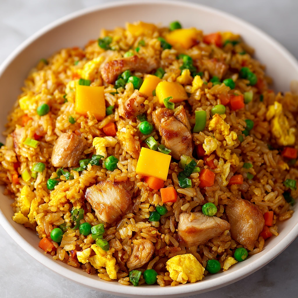 Mango-Hühnchen-Gebratener Reis