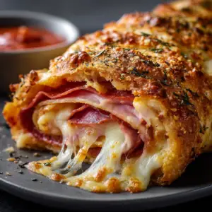Italienischer Stromboli mit geschmolzenem Käse