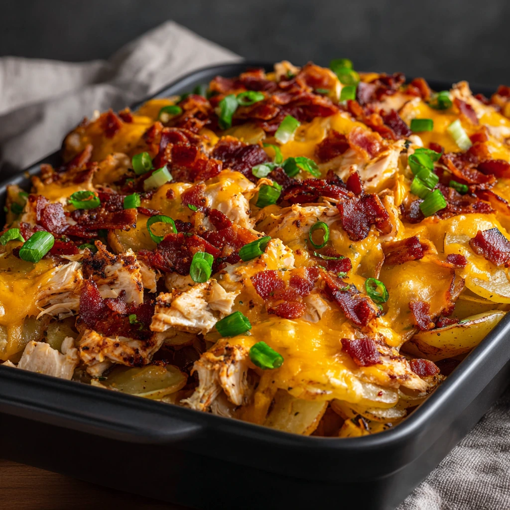 Gefüllter Kartoffel-Hähnchen-Auflauf