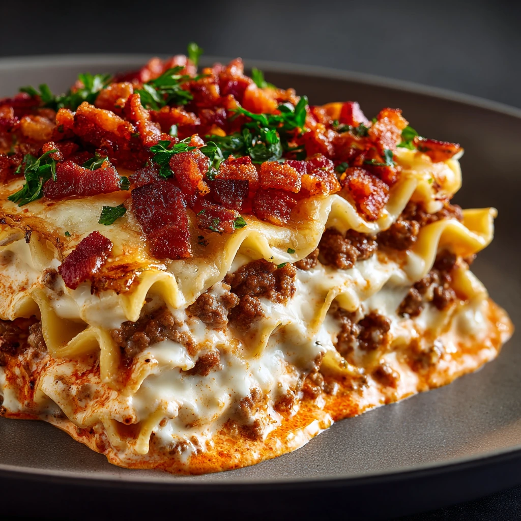 Parmesan-Knoblauch-Speck-Cheeseburger-Lasagne