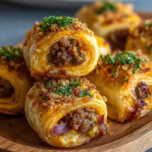 Knoblauchbutter-Speck-Cheeseburger-Röllchen