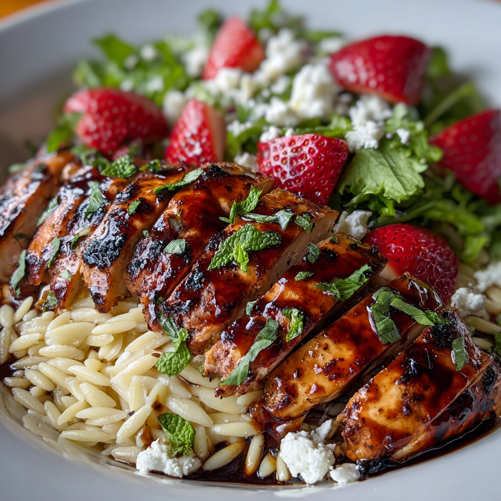 Erdbeer-Balsamico-Hühnchen-Orzo