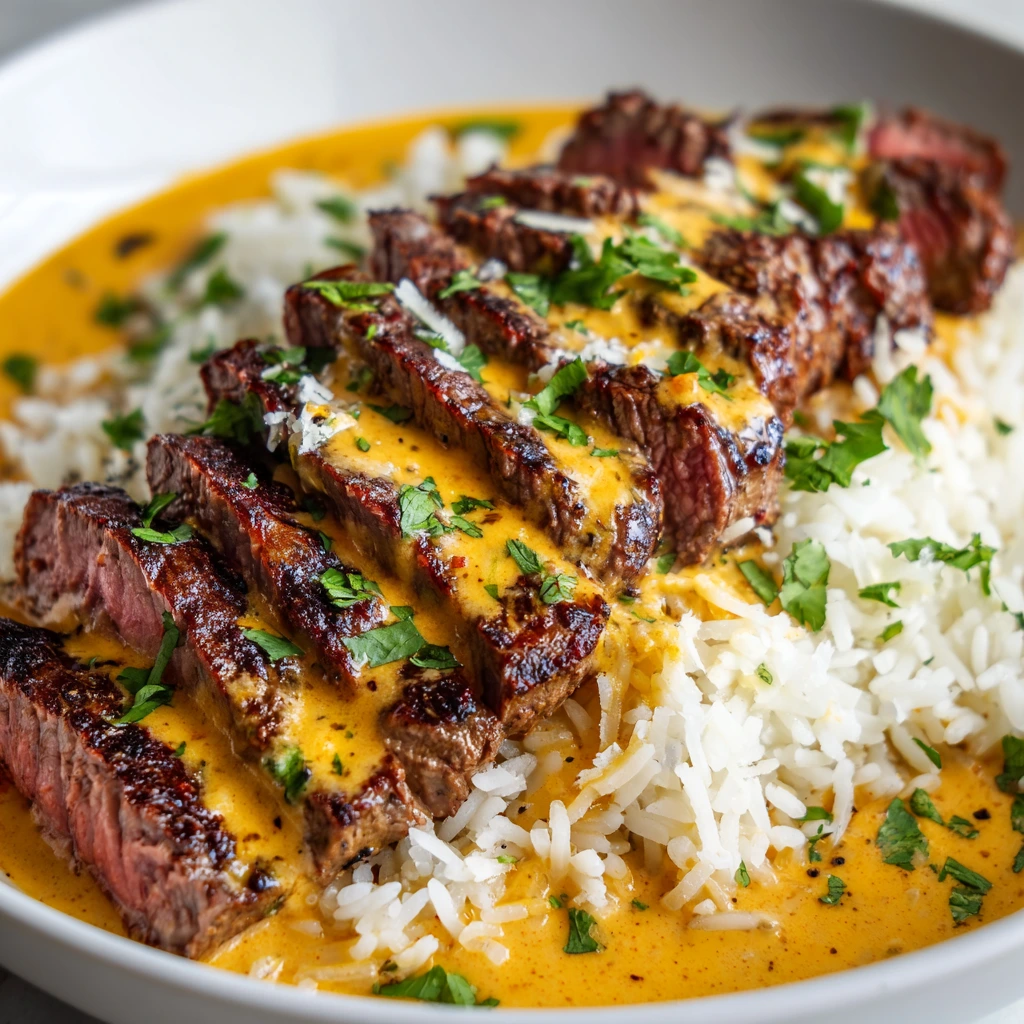 Käsesteak und Queso-Reis