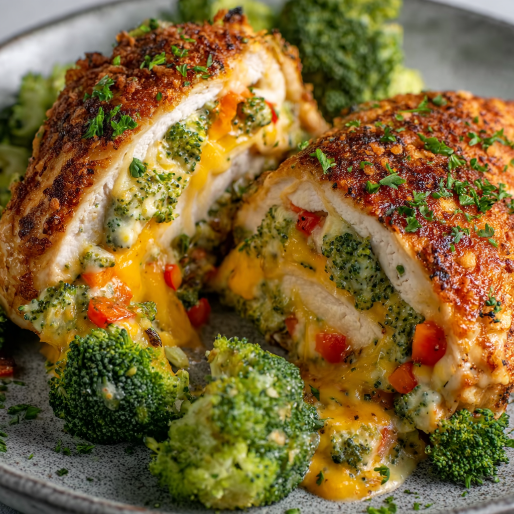 Hähnchenbrust gefüllt mit Brokkoli und Käse