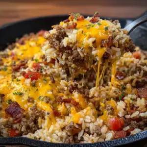 Bacon Cheeseburger Rice Skillet