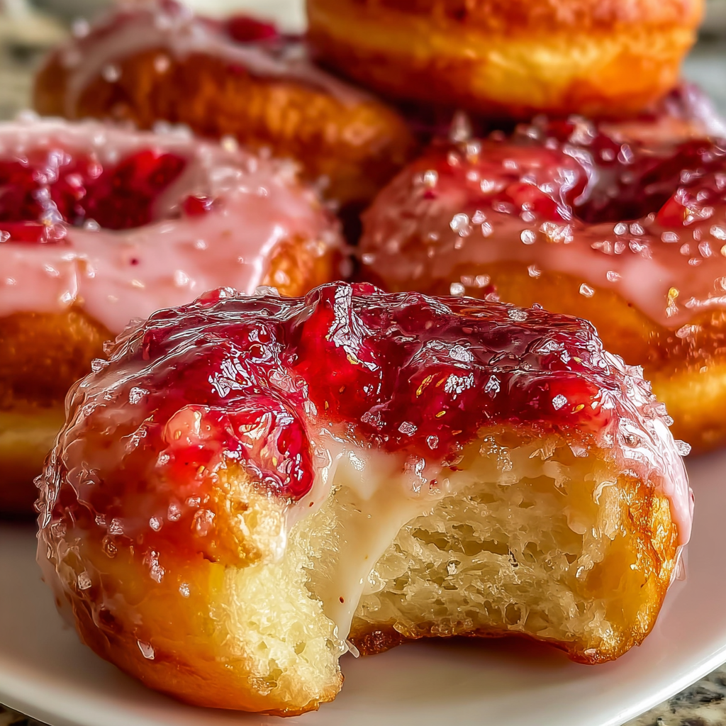 Erdbeer-Käsekuchen-gefüllte Donuts