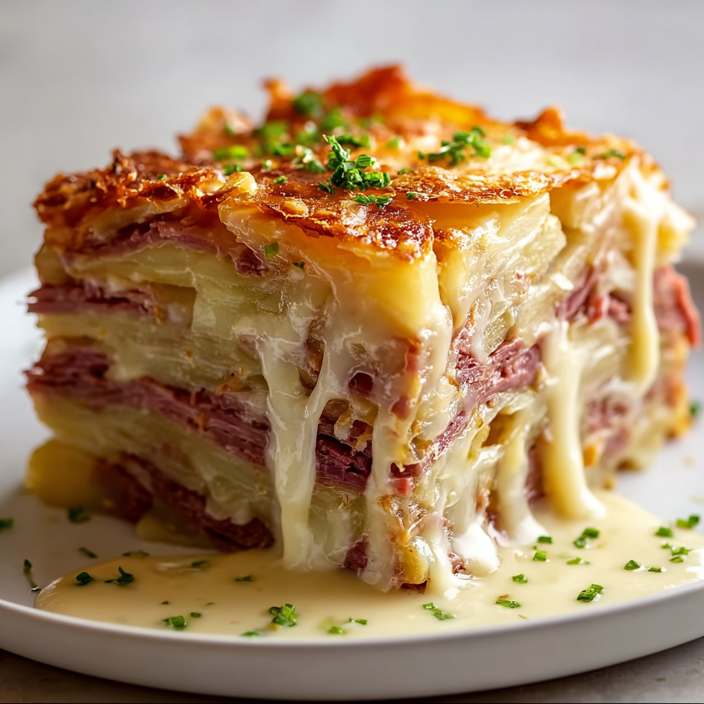 Geschichteter Reuben-Auflauf