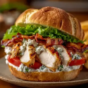 Gehacktes Hähnchen-Speck-Ranch-Sandwich