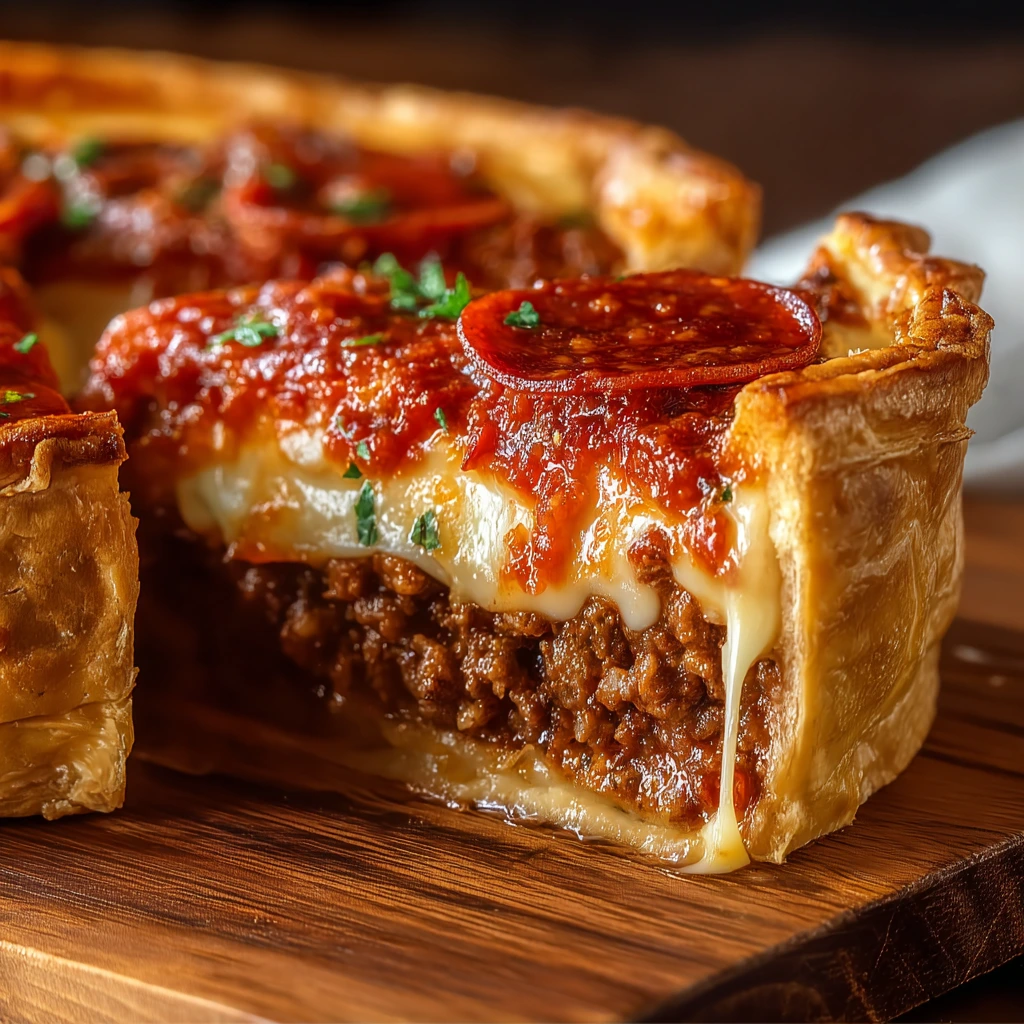 Tiefes Hamburger Wurst-Peperoni-Pie