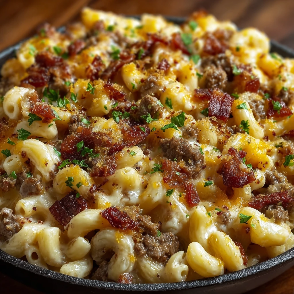 Cremige Bacon-Cheeseburger-Alfredo-Sauce