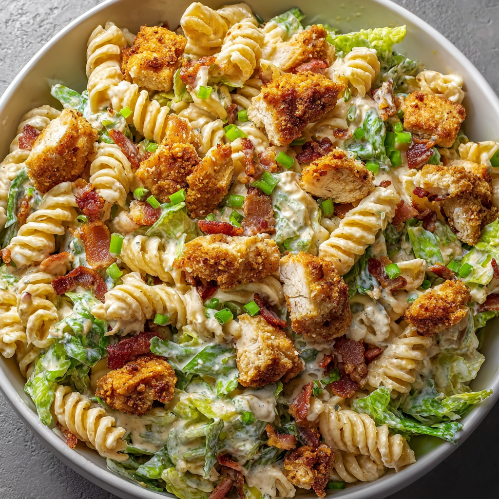 Hähnchen-Speck-Ranch-Nudelsalat