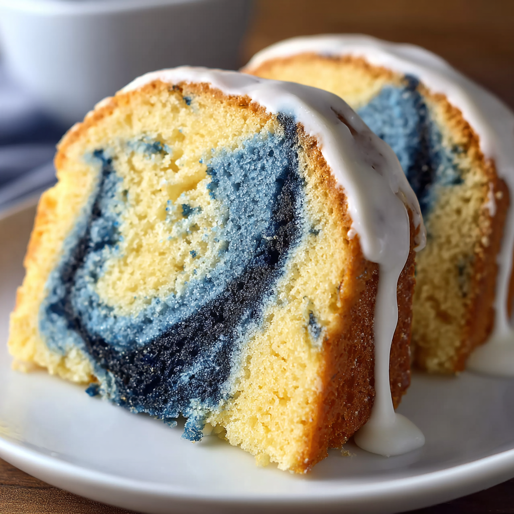 Blue Velvet Swirl Vanille Pfundkuchen