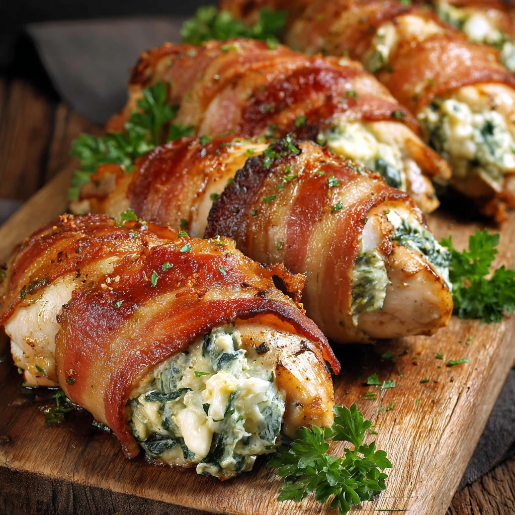 Hähnchenbrust im Speckmantel mit Frischkäse