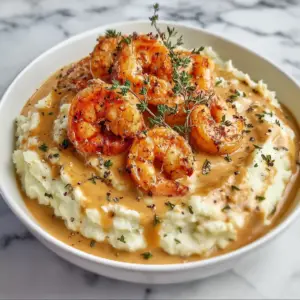 Cremige Knoblauchgarnelen-Kartoffeln