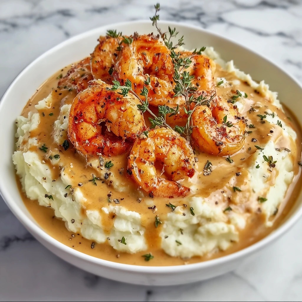 Cremige Knoblauchgarnelen-Kartoffeln