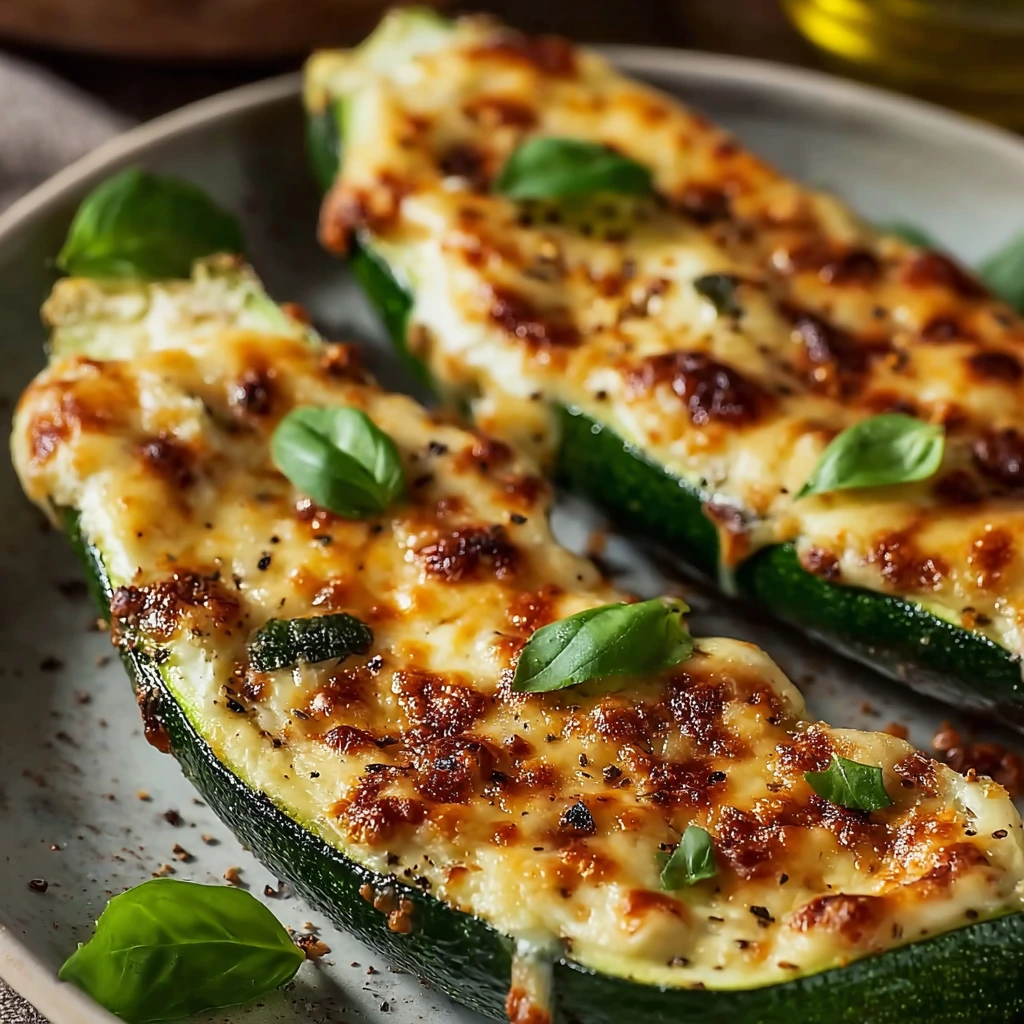 Cheesy Garlic Zucchini Steaks