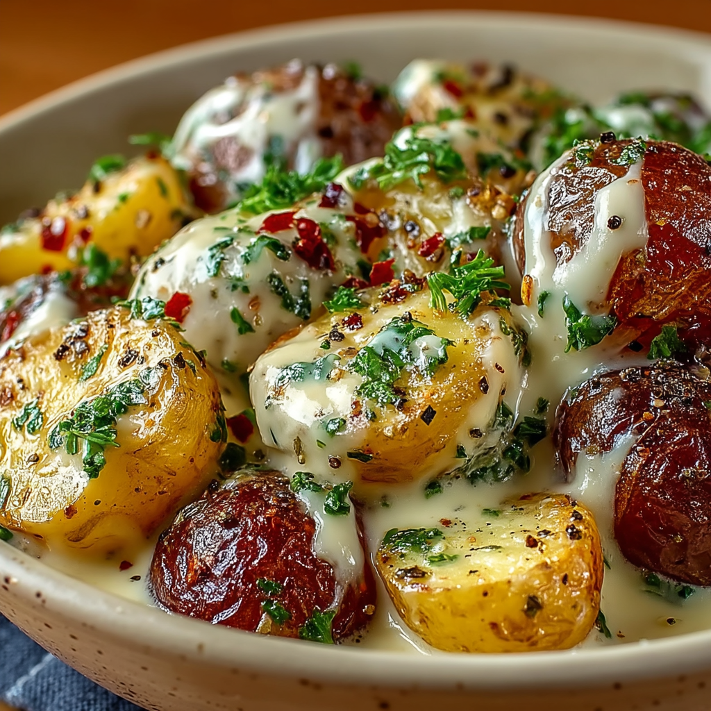Creamy Garlic Baby Potatoes – Cremig, Aromatisch & Zum Verlieben