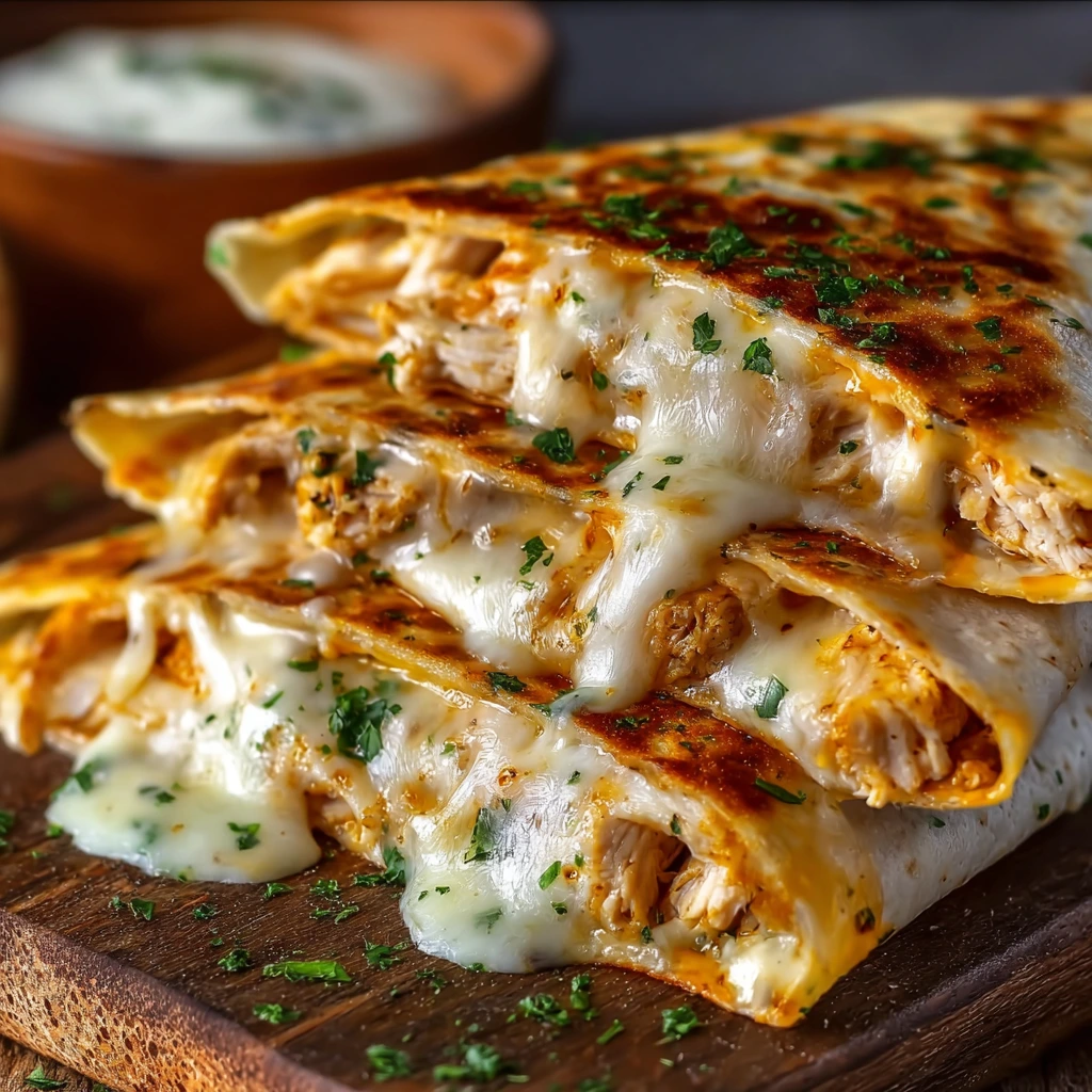 Cheesy Garlic Chicken Wraps