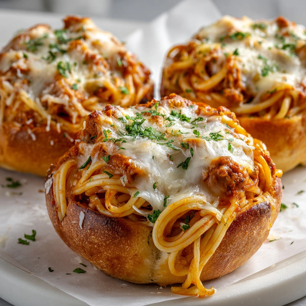 Spaghetti Garlic Bread Bowls – Herzhaft, käsig & gemütlich