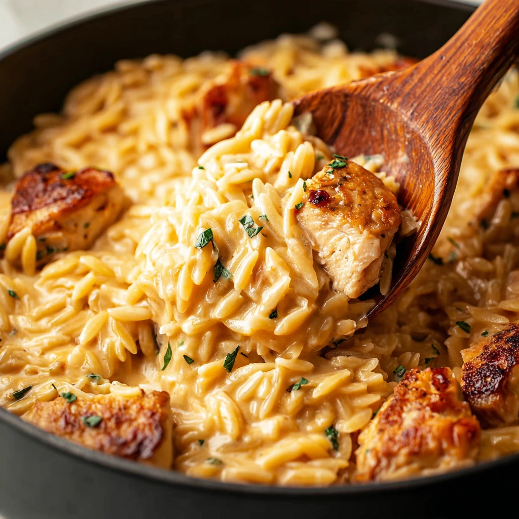 Cremiges Hähnchen-Orzo aus einem Topf