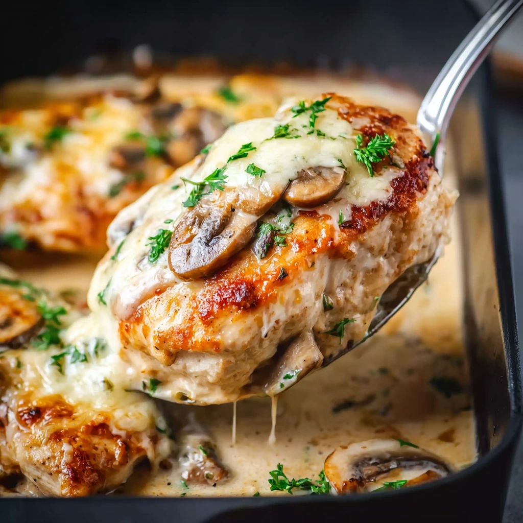 Cremiger Hähnchenauflauf mit Pilzen