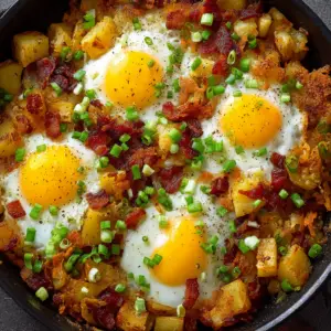 Frühstückspfanne mit Speck, Ei und Kartoffeln