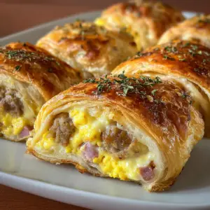 Frühstücksröllchen mit Wurst, Ei und Käse