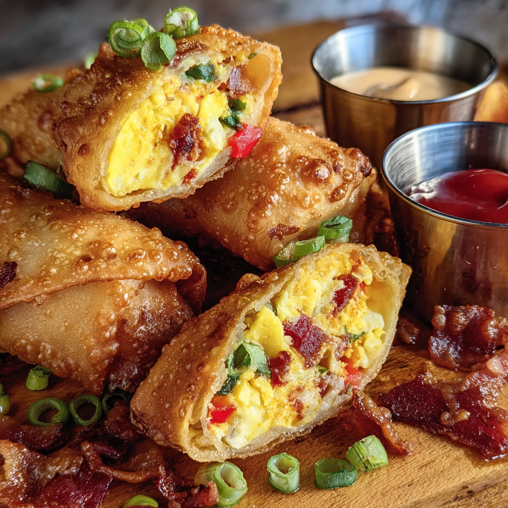 Frühlingsrollen mit Speck, Ei und Käse