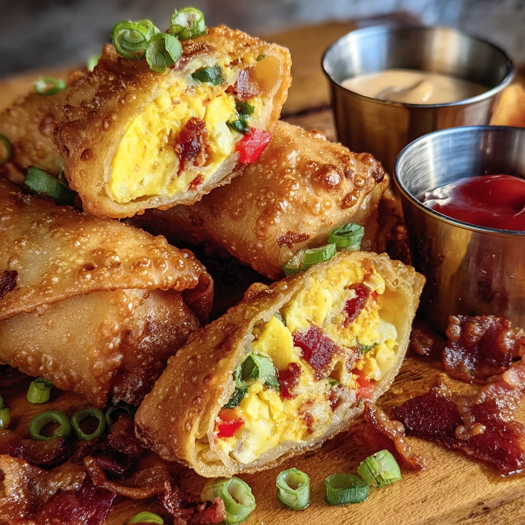 Frühlingsrollen mit Speck, Ei und Käse