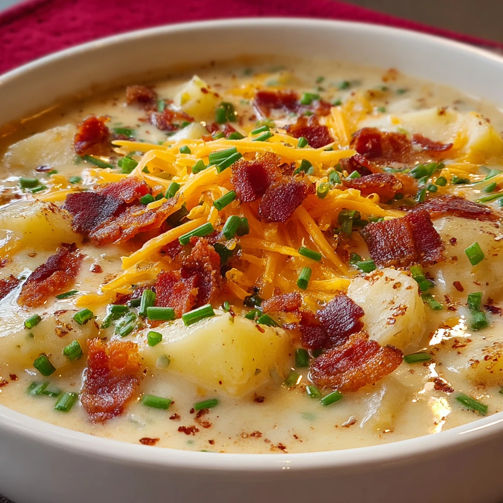 Gefüllte Kartoffelsuppe mit Käsesauce