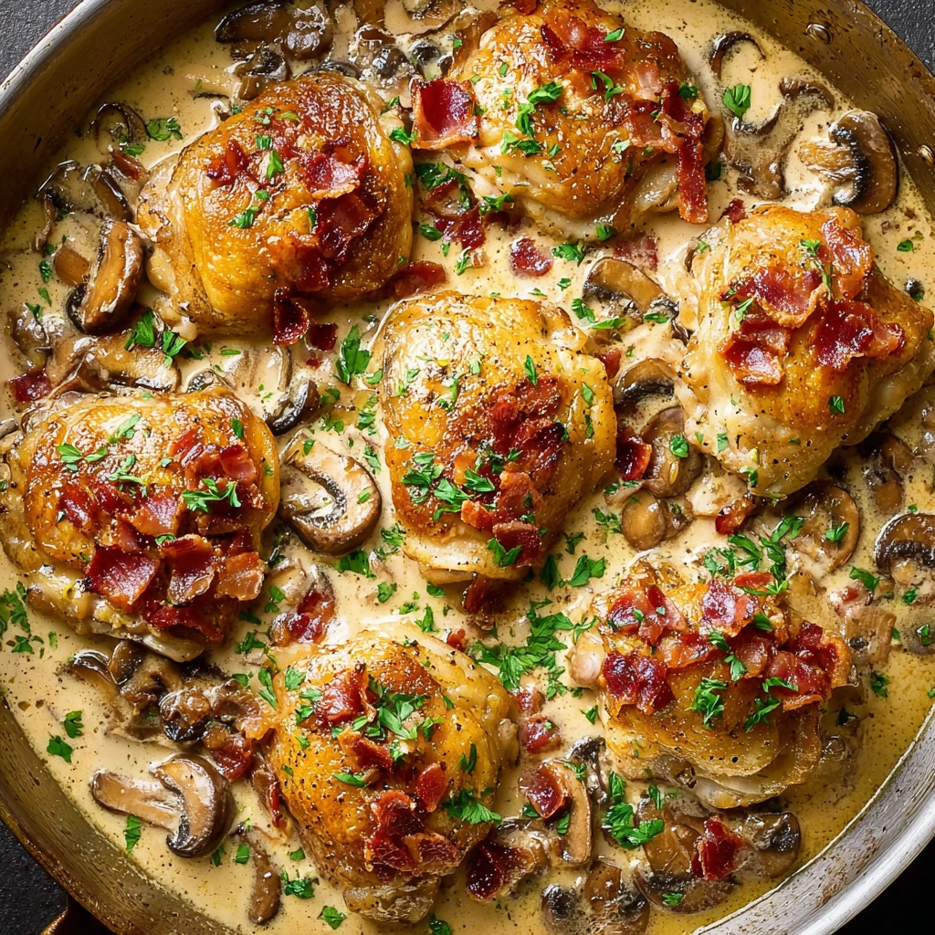 Cremige gebackene Hähnchenschenkel