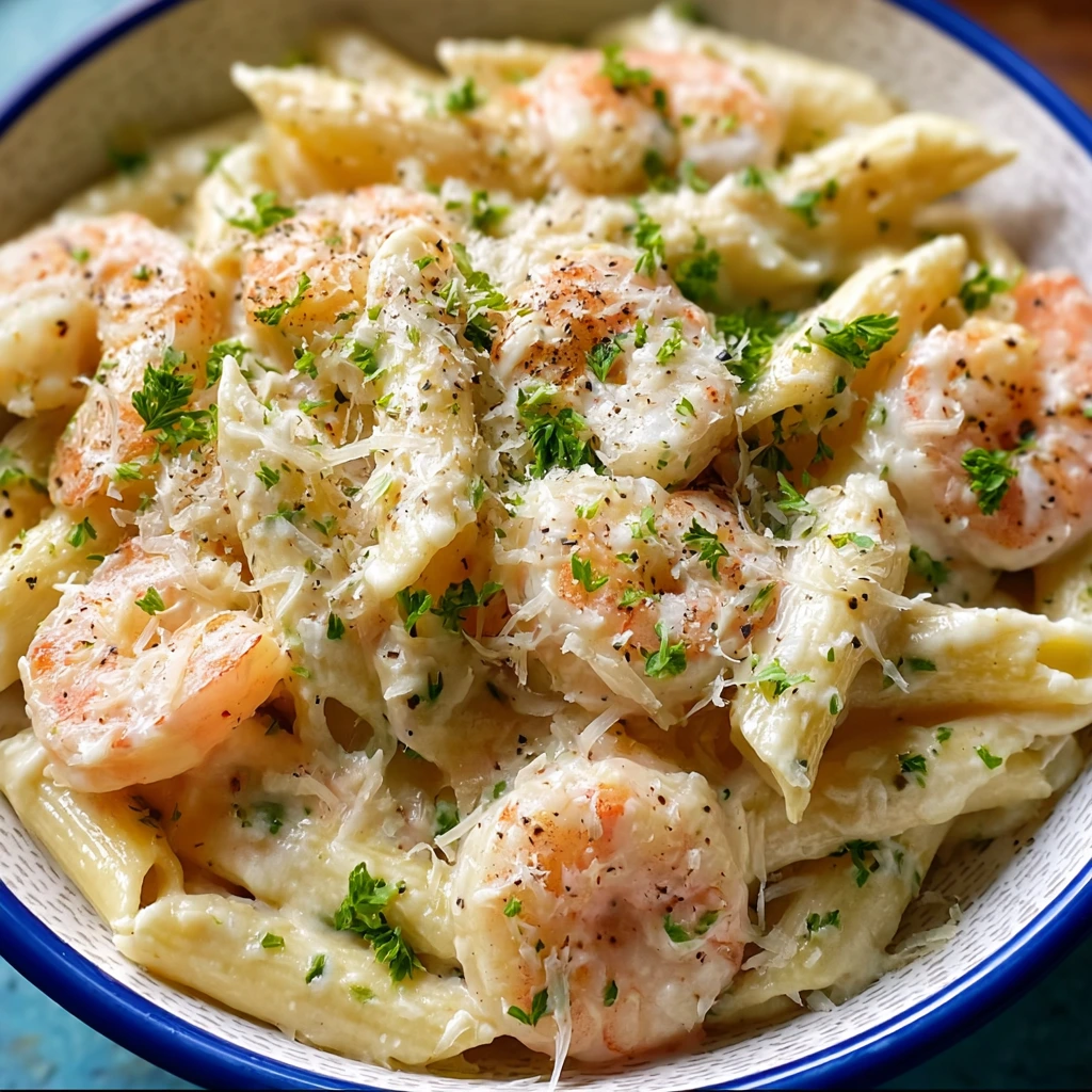 Cremige Penne-Pasta mit Garnelen