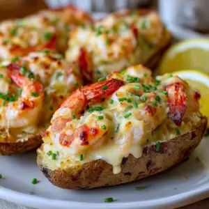 Mit Meeresfrüchten gefüllte Kartoffeln