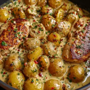 Dijon-Hähnchen mit Kartoffeln aus einem Topf