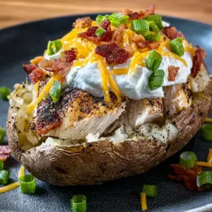 Ofenkartoffeln mit Hähnchen, Speck und Ranch-Dressing