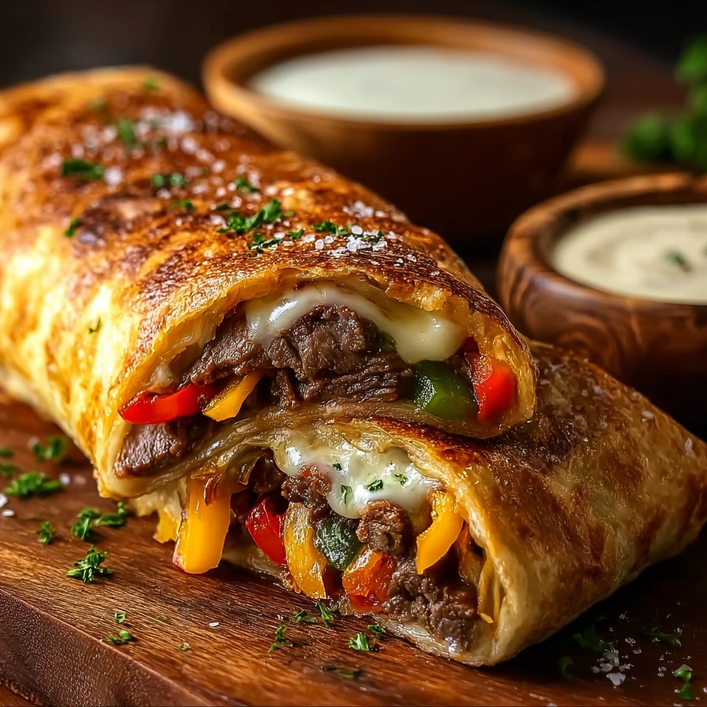 Mozzarella-Cheesesteak Stromboli