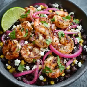 Garnelensalat mit schwarzen Bohnen