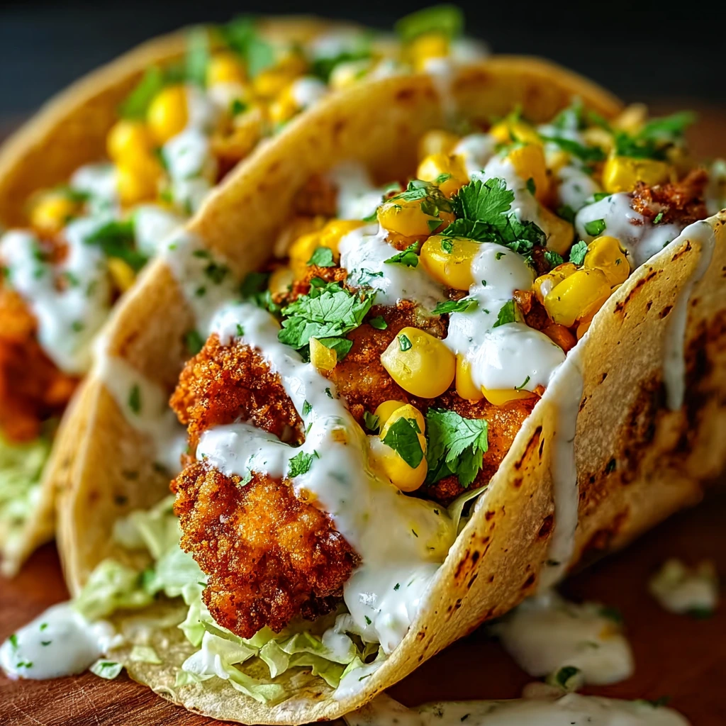 Gebratenes Hähnchen Mais-Taco