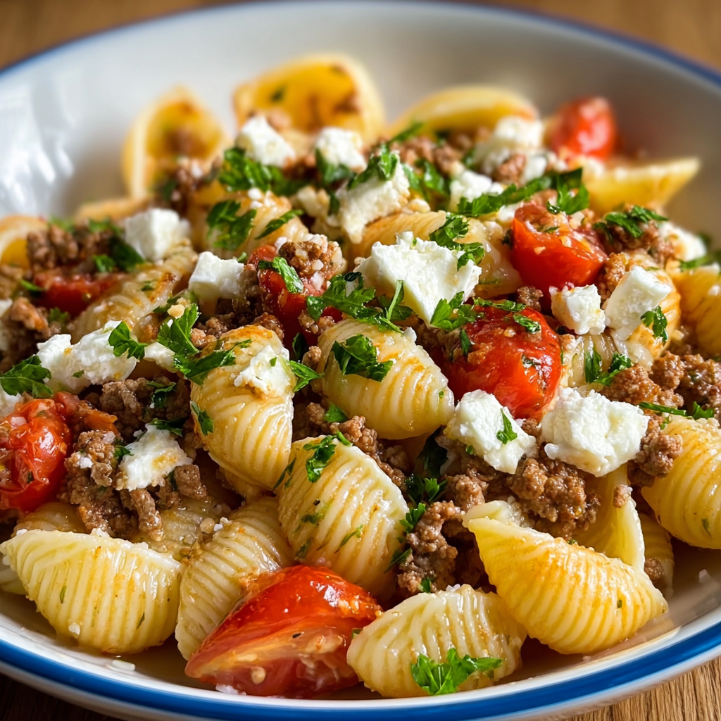 Türkische Pasta mit Rindfleisch
