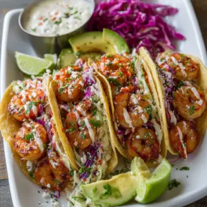 Saftige Garnelen-Tacos-Platte