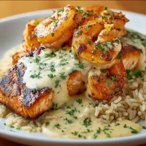 Cajun-Garnelen, Lachs, Knoblauch