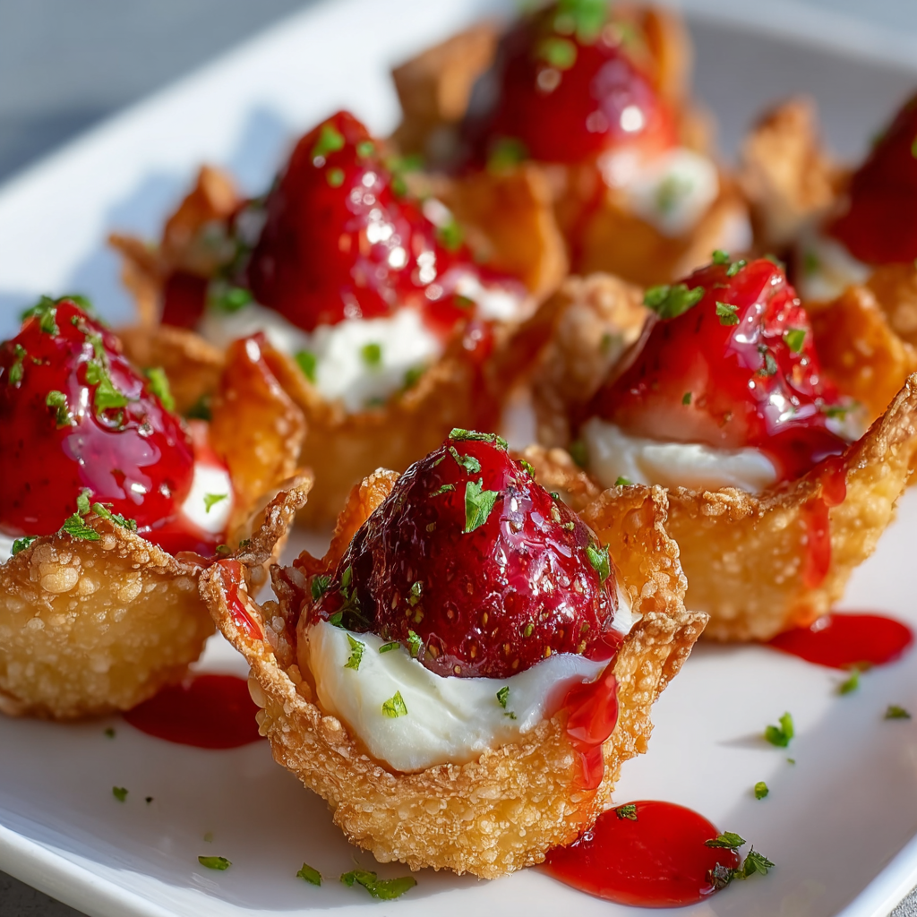 Frittierter Erdbeer-Käsekuchen