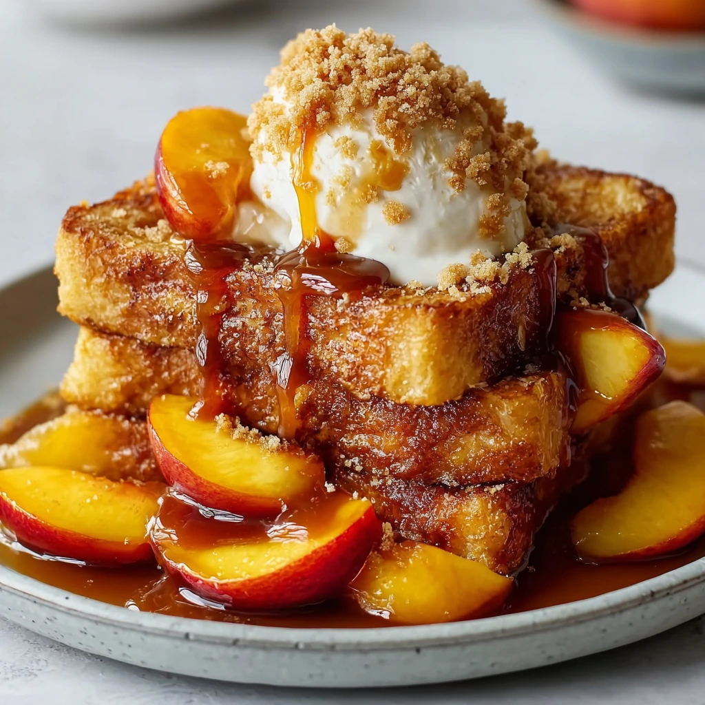 Köstlicher Pfirsich-Cobbler-French-Toast